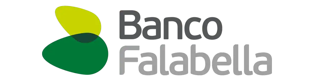 Banco Falabella logo, illustration of two abstract leaves in yellow and green.