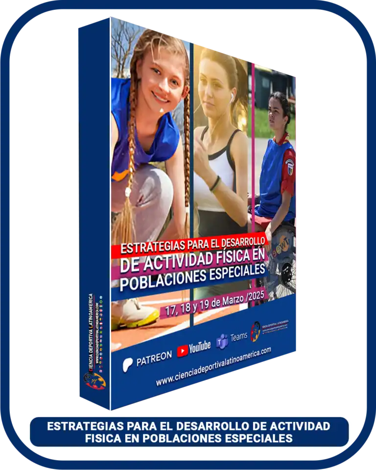 Actividades deportivas para poblaciones especiales, promoción del desarrollo de la actividad física, evento en marzo 2025, con imágenes de jóvenes deportistas y entrenadoras en exteriores.