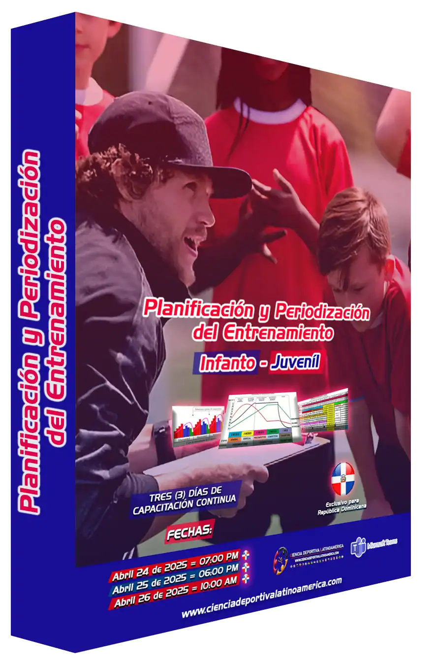 Planificación y Periodización del Entrenamiento Infantil y Juvenil para deportes, con fechas y detalles de capacitación continua en Ciencia Deportiva Latinoamérica.