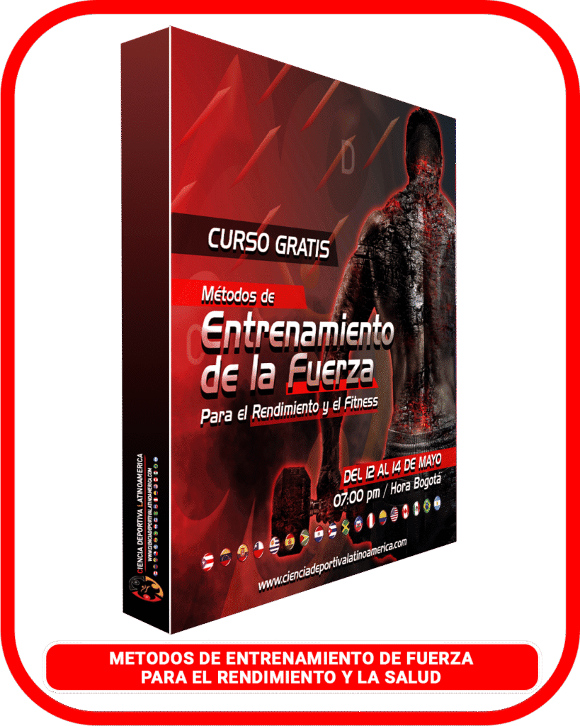 Entrenamiento de fuerza en un fondo rojo con un atleta, promoviendo métodos de entrenamiento para mejorar el rendimiento físico y la salud en Latinoamérica.