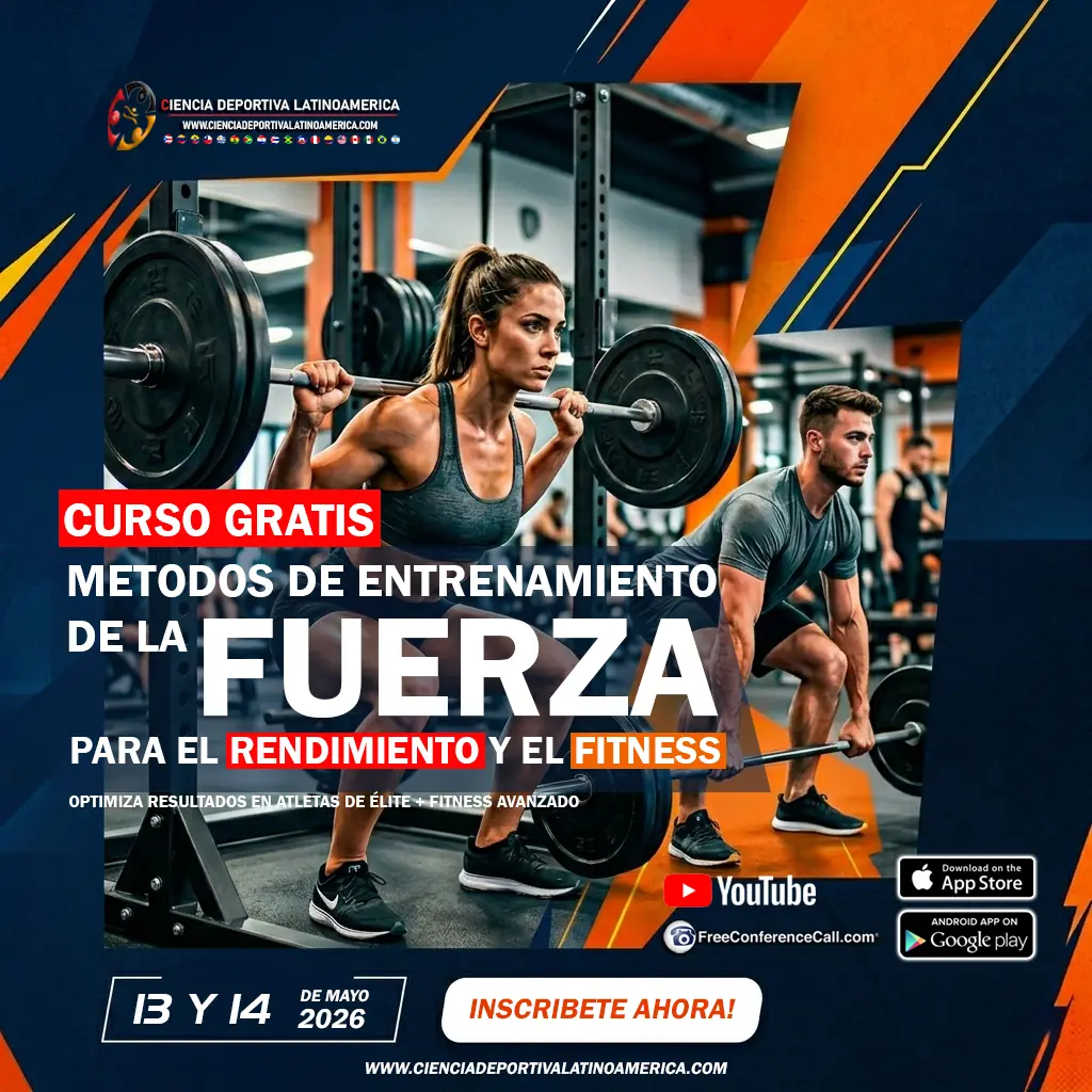 Entrenamiento de fuerza para rendimiento y salud, con fechas del 22 al 24 de agosto en Bogotá, ofrecido por Ciencia Deportiva Latinoamérica.